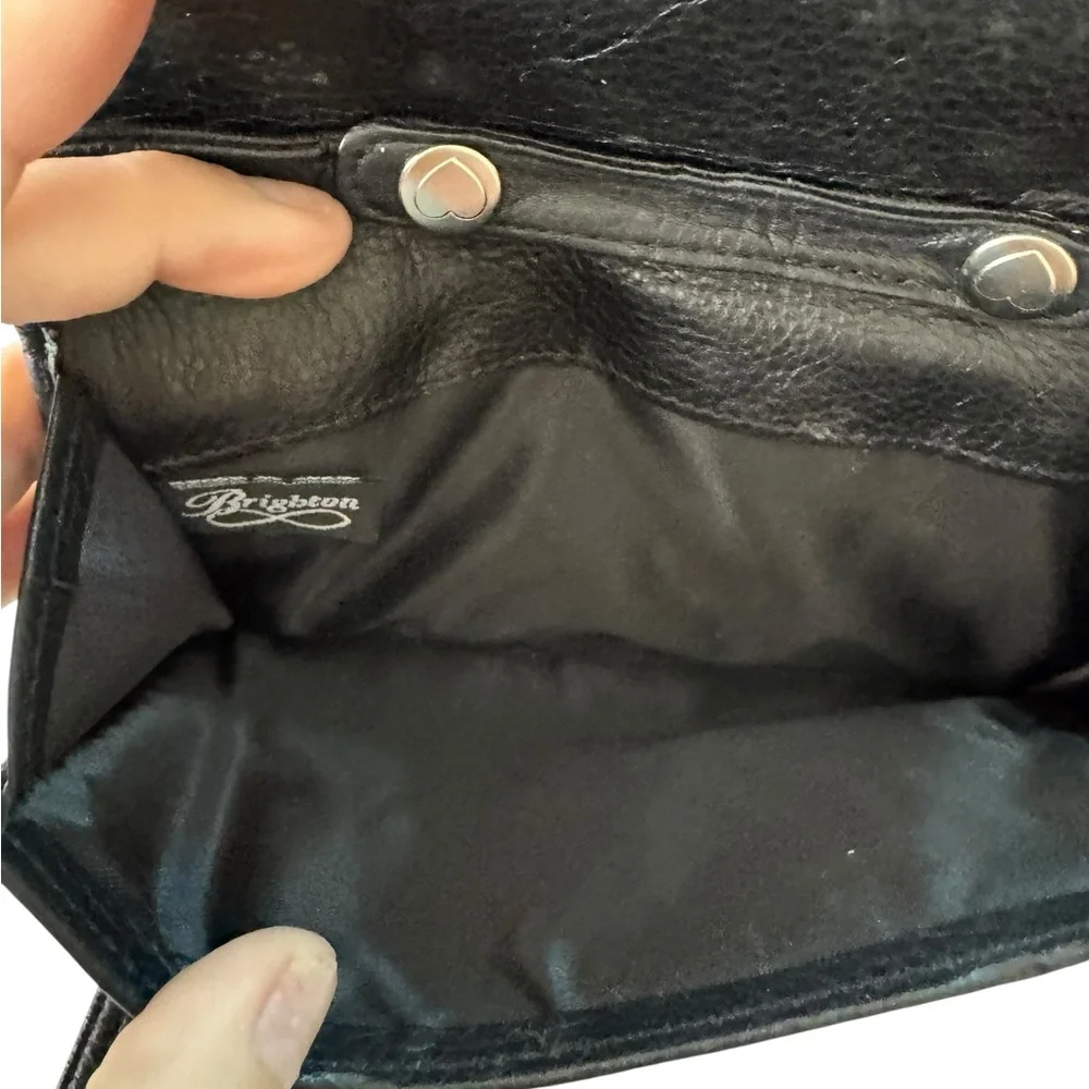 Brighton Black Leather Crossbody Bag Vintage Y2K Shoulder Mini Retro‎